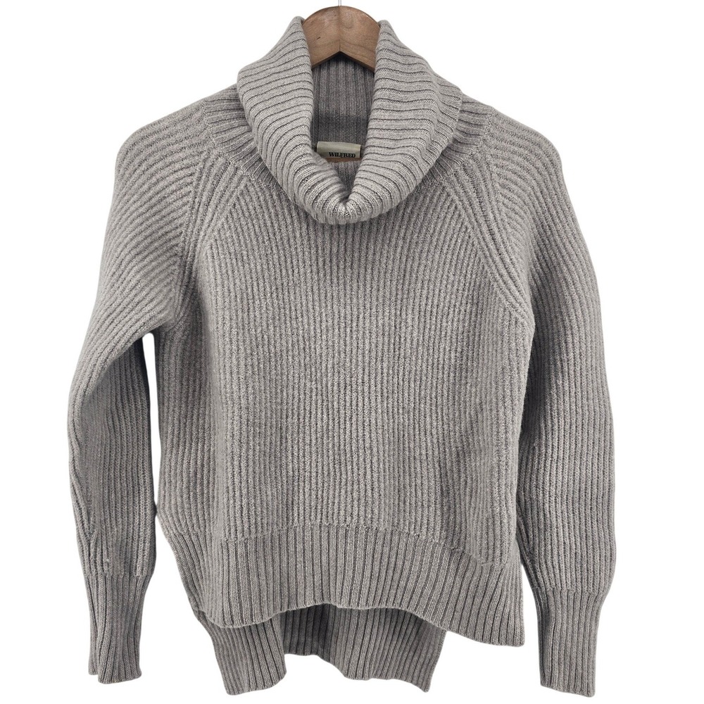 Wilfred Free Sweater Womens XS Grey Montpellier Wool Chunky Ribbed Turtleneck